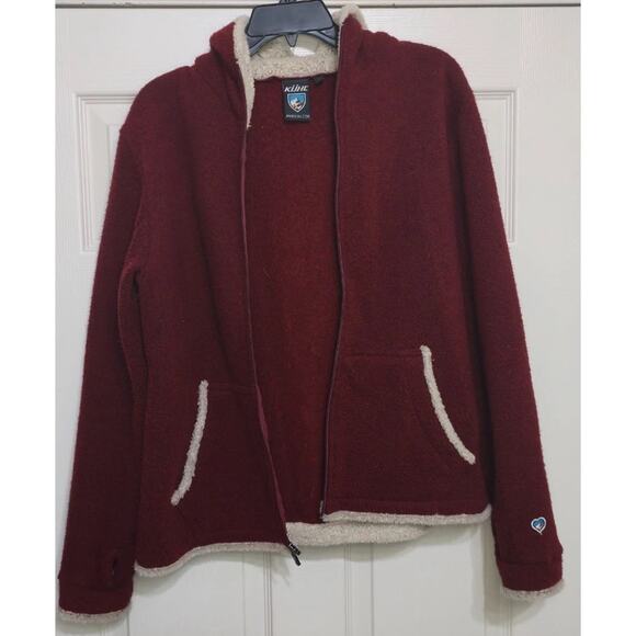 Kuhl Alfpaca Fleece Jacket Womens Large Red Full Zip Hooded - Picture 2 of 6